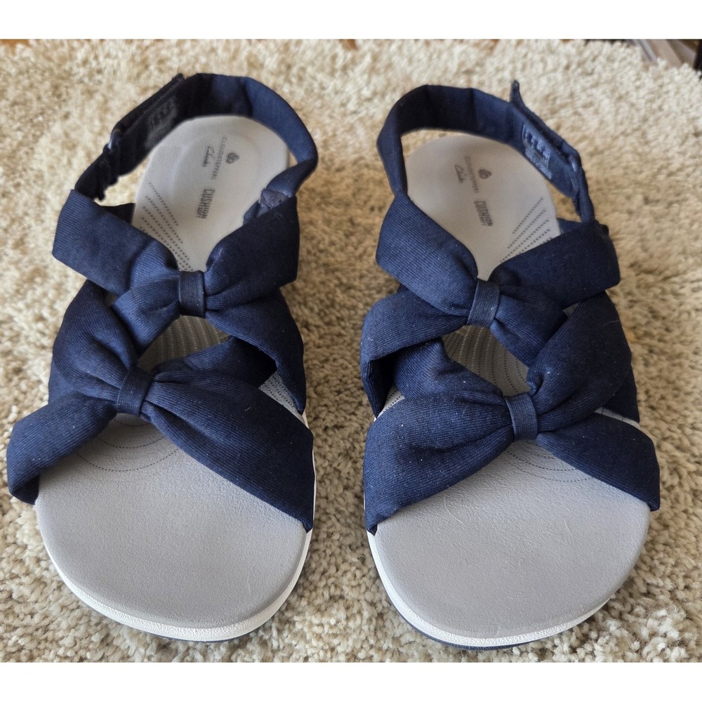 CLARK's Dark Blue Cloudstepper Sandals Size 8.5M Adjustable Straps ~EUC~